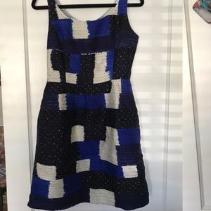 Oscar de la Renta navy patchwork dress